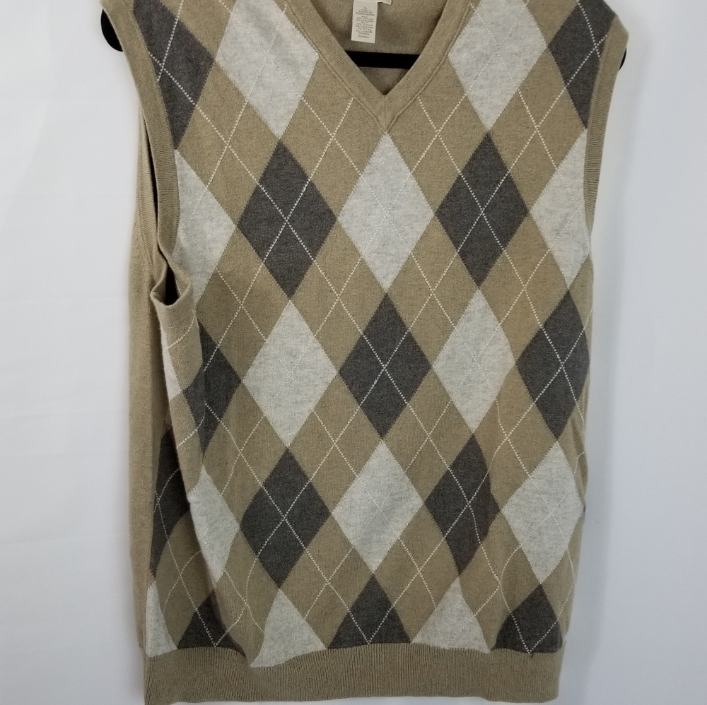 Cashmere sweater vest argyle L